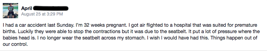 premature labor due to seat belt after car accident